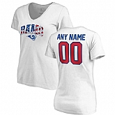 Women Customized Los Angeles Rams NFL Pro Line by Fanatics Branded Any Name & Number Banner Wave V Neck T-Shirt White,baseball caps,new era cap wholesale,wholesale hats